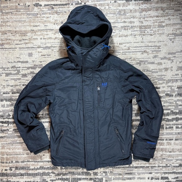 Abercrombie & Fitch Navy Blue Zip Up Hooded Jacket Size Medium - Picture 13 of 14